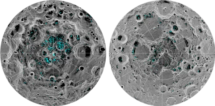 Korábbi legénység nélküli küldetések jelezték, hogy a Hold egyes árnyékos krátereiben jelen van a jég.