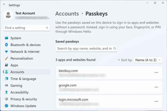 Windows 11 Passkeys