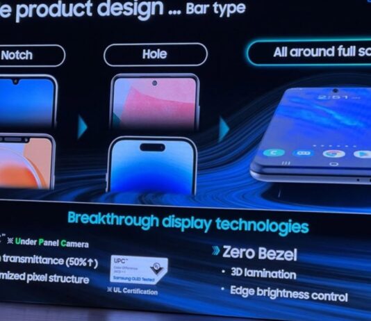 Samsung bemutatja a keret nélküli kijelzőt, amely teljesen körbeöleli a telefont (dizájnkoncepció)