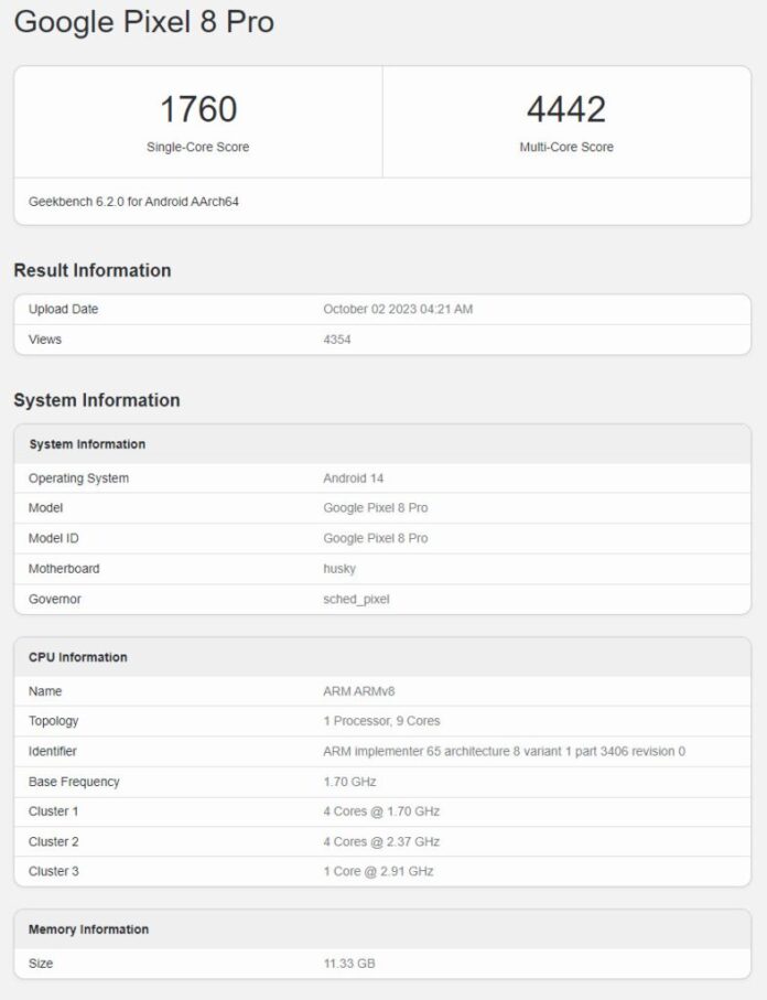 Holnap érkezik a Pixel 8 Pro, de a GeekBench már most elárulta, hogy 12 GB RAM-mal van felszerelve. Megveri az iPhone 15 Pro-t? 1 Google Pixel 8 Pro GeekBench