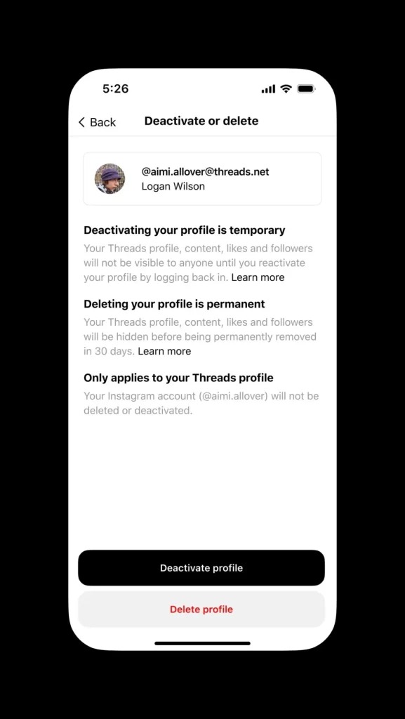 Most már külön törölheted a Threads fiókodat anélkül, hogy véletlenül az Instagram profilod is eltűnne