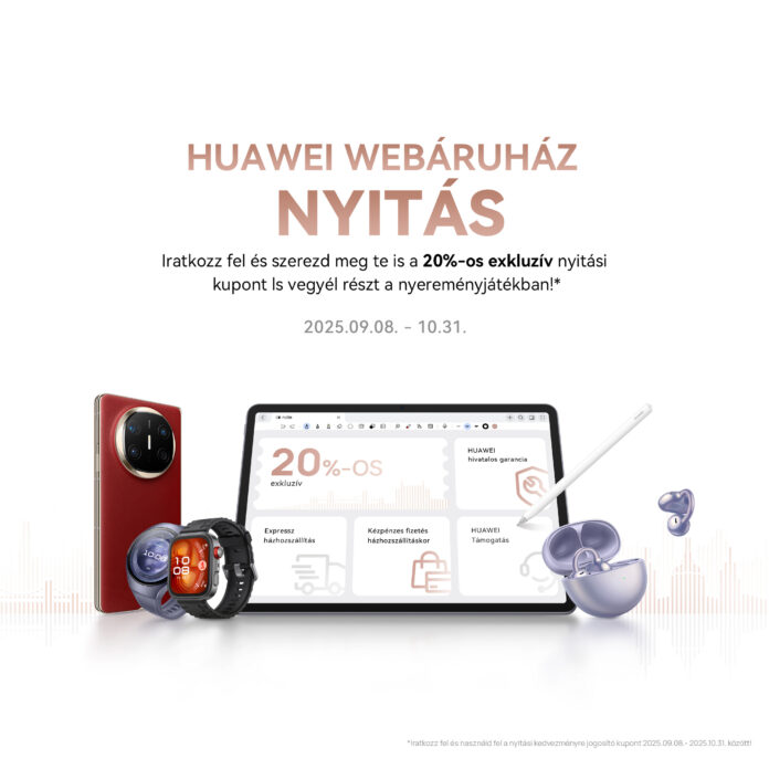 Megnyílt a Huawei hivatalos magyar webáruháza; 20%-os kupon, 1 forintos eszközök és ingyenes szállítás a nyitási időszakban 1 Új csatornán rendelhetők a Huawei termékek; közvetlen gyártói vásárlás 1–3 napos szállítással