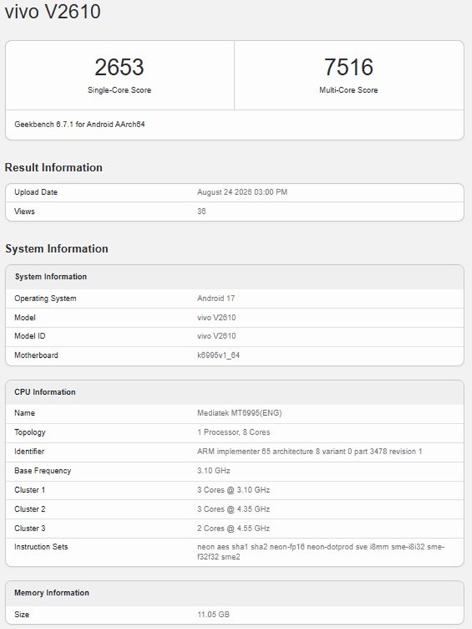 Geekbench-adatbázisban bukkant fel a vivo X500 Pro Max Dimensity 9600 Pro chippel, de a pontszámok még nem mérvadók
