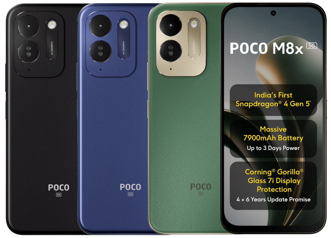 POCO M8x 5G: 7900 mAh-s akkumulátorral és Snapdragon 4 Gen 5 chippel indult Indiában