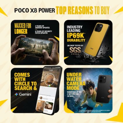 POCO X8 Power: 10 000 mAh-s akkumulátorral és 100 W-os töltéssel debütált