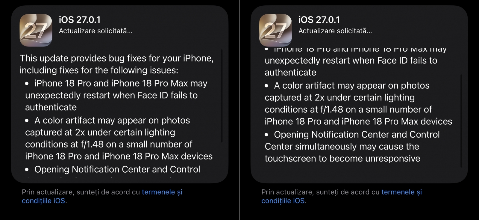 Az Apple kiadta az iOS 27.0.1-et: javul a Face ID hibája és több rendszerprobléma 1 iOS 27.0.1