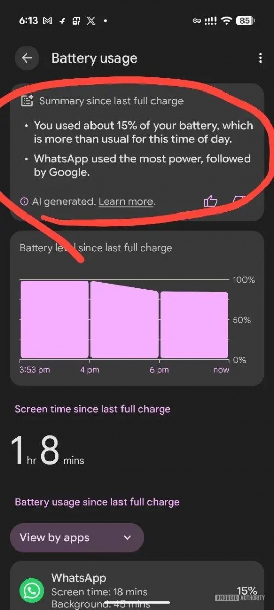 A Pixel 10 már azt is elmagyarázza, miért merül gyorsabban a telefon 1 A Google Pixel már megmondja, mi merítette le az akkumulátort – és hogy valóban szokatlan-e a fogyasztás