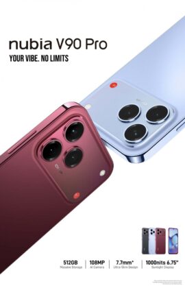 Nubia V90 Pro: iPhone 18 Pro Maxot idéző dizájn kék és bordó színekben